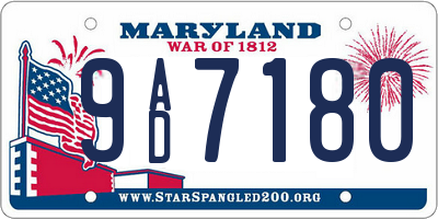 MD license plate 9AD7180