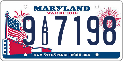 MD license plate 9AD7198