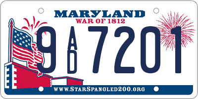 MD license plate 9AD7201