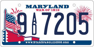 MD license plate 9AD7205