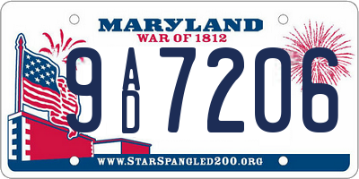 MD license plate 9AD7206