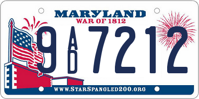 MD license plate 9AD7212