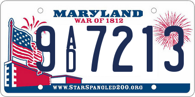 MD license plate 9AD7213