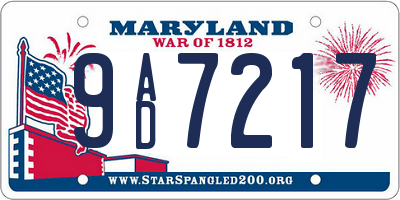 MD license plate 9AD7217