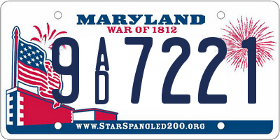 MD license plate 9AD7221