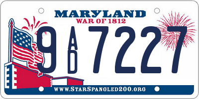 MD license plate 9AD7227