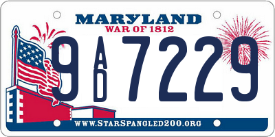 MD license plate 9AD7229