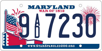 MD license plate 9AD7230