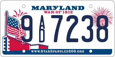 MD license plate 9AD7238