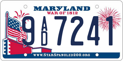 MD license plate 9AD7241