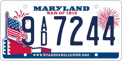 MD license plate 9AD7244