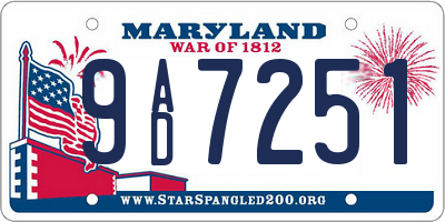 MD license plate 9AD7251