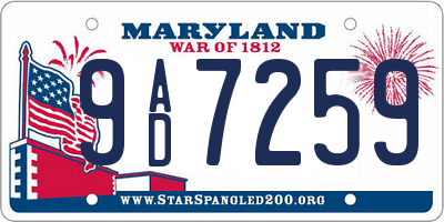 MD license plate 9AD7259