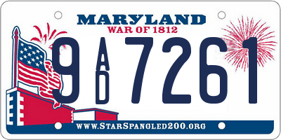 MD license plate 9AD7261