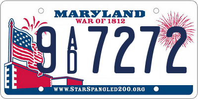 MD license plate 9AD7272