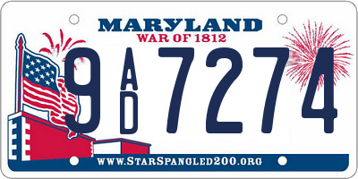 MD license plate 9AD7274