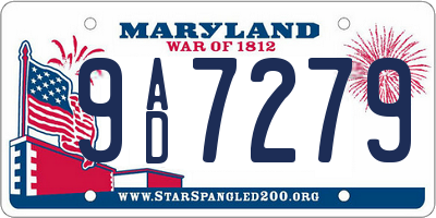 MD license plate 9AD7279