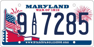 MD license plate 9AD7285