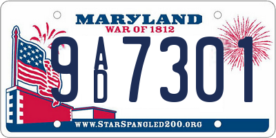 MD license plate 9AD7301
