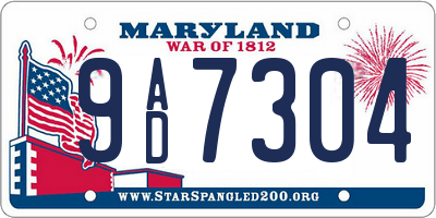 MD license plate 9AD7304