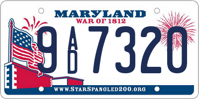 MD license plate 9AD7320