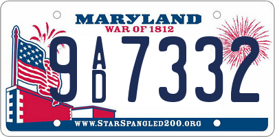 MD license plate 9AD7332