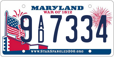 MD license plate 9AD7334