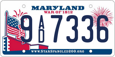 MD license plate 9AD7336