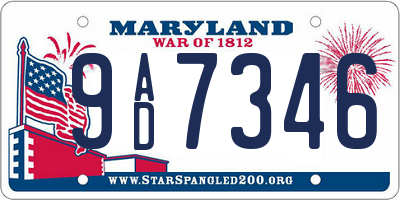 MD license plate 9AD7346