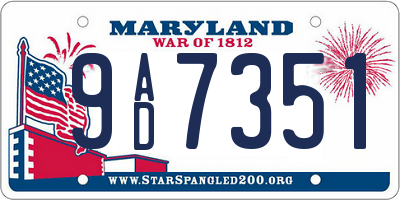 MD license plate 9AD7351