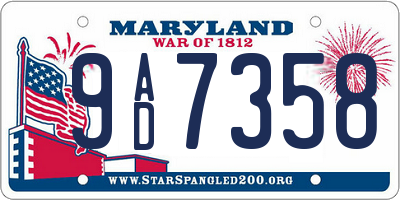 MD license plate 9AD7358