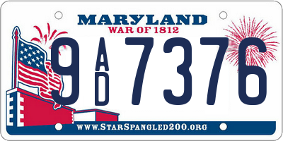 MD license plate 9AD7376