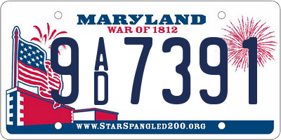 MD license plate 9AD7391