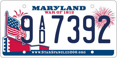 MD license plate 9AD7392