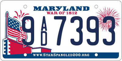 MD license plate 9AD7393