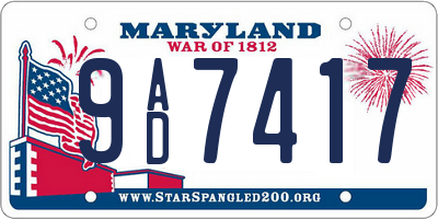 MD license plate 9AD7417