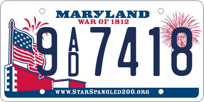 MD license plate 9AD7418