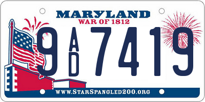MD license plate 9AD7419