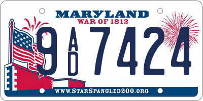 MD license plate 9AD7424