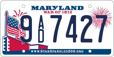 MD license plate 9AD7427