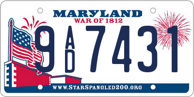 MD license plate 9AD7431
