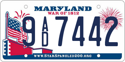 MD license plate 9AD7442