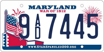 MD license plate 9AD7445