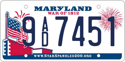 MD license plate 9AD7451