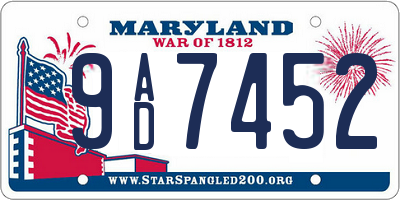 MD license plate 9AD7452