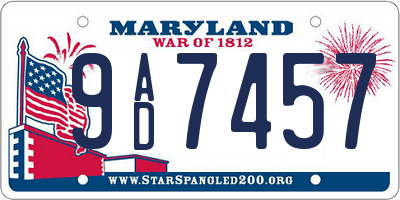 MD license plate 9AD7457