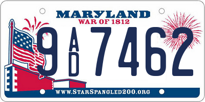 MD license plate 9AD7462