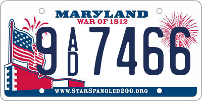 MD license plate 9AD7466