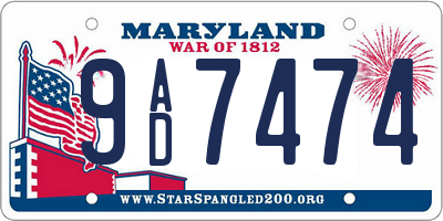 MD license plate 9AD7474