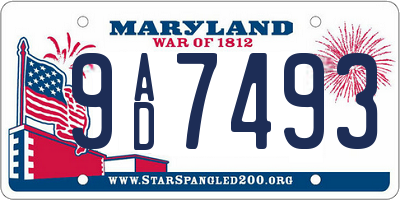 MD license plate 9AD7493